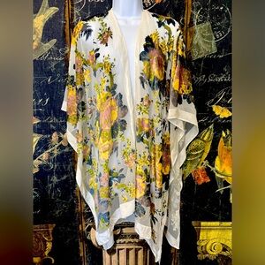 Anthropologie  NEW Top Shawl NEW TAG Wrap Tunic, white crushed Burned Velvet